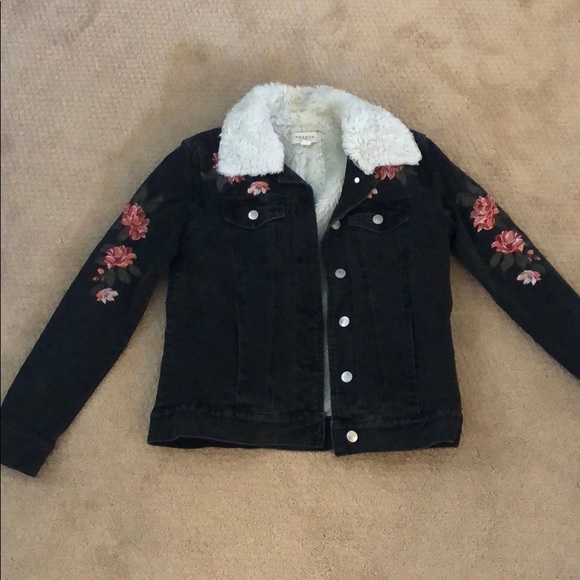 Pacsun Black Jean Jacket with fur collar - Picture 1 of 4